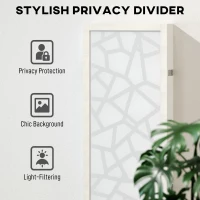 HOMCOM 6 Panel Room Divider, 5.6 FT Lightweight Folding Privacy Screen with Geometric Pattern for Living Room, Bedroom, White(m-4)