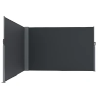 Outsunny Retractable Double Side Awning, 79"x236" Patio Privacy Screen, UV Resistant, Waterproof Wind Screen, Charcoal Grey(m-13)