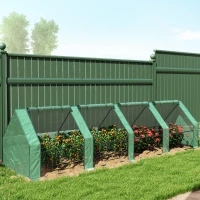 Outsunny Portable Mini Greenhouse, Outdoor Garden with Large Zipper Doors and Water/UV PE Cover, 12' x 3' x 3', Green(m-8)