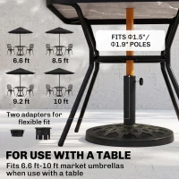 Outsunny 18" 26 lbs Round Resin Umbrella Base Stand Market Parasol Holder with Beautiful Decorative Pattern & Easy Setup, for Φ1.5", Φ1.89" Pole, for Lawn, Deck, Backyard, Garden, Bronze(m-4)