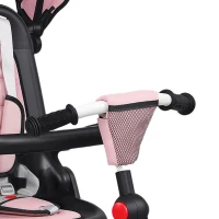Qaba 6 in 1 Toddler Tricycle for 1-5 Years Old with Push Handle, Removable Canopy, Rotatable Seat, Pink(m-11)