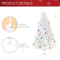 HOMCOM 5.9ft Artificial Christmas Tree Xmas Holidays Décor with Ornament White(m-5)