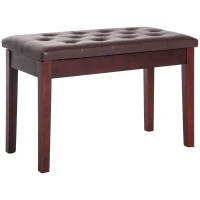 HOMCOM Faux Leather Padded Double / Duet Piano Bench w/ Music Storage - Brown(m-11)