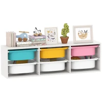 Qaba Kids Toy Storage Organizer with 6 Removable Plastic Bins for Toddlers, Toy Box for Bedroom, Nursery, Playroom(m-9)