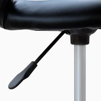 HOMCOM Modern Hydraulic Moon Salon Stool Rolling Swivel Chair Massage Spa Tattoo Pub Bar Stool, Black and Chrome(m-10)
