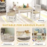 Qaba Kids Table and Chairs Set, Toddler Table and 2 Chair Set for Activity, Art, Craft, Reading, Learning, Natural(m-7)
