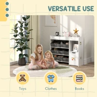 Qaba Toy Storage Organizer with 9 Non-Woven Fabric Boxes, Storage Cabinet & Shelves, for Kids Room, Nursery, Playroom White(m-7)
