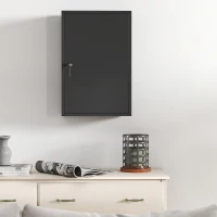 kleankin Wall Mount Medical Cabinet, Bathroom Cabinet with 3 Tier Shelves, 2 Keys, 15.7" x 7.1" x 23.6", Black(m-8)