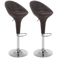 HOMCOM Adjustable Bar Stools Set of 2, Rattan Bar Height Barstools with Swivel for Pub Counter Kitchen(m-1)