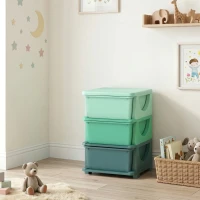 Qaba 3 Tier Kids Storage Unit, Toy Organizers and Storage with 3 Drawer for Bedroom Nursery Living Room for Boys Girls Green(m-8)