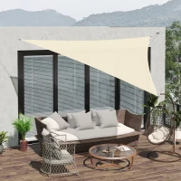 Outsunny Triangle 10' x 10' x 10' Outdoor Sun Shade Sail, Garden Cover UV Block Fabric Canopy for Patio, Deck, Cream(m-8)