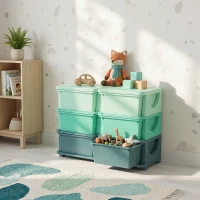 Qaba 3 Tier Kids Storage Organizer with 6 Drawers for Bedroom, Nursery, Kindergarten, Living Room, Boys and Girls, Green(m-8)
