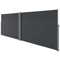 Outsunny Retractable Double Side Awning, 79"x236" Patio Privacy Screen, UV Resistant, Waterproof Wind Screen, Charcoal Grey(m-2)