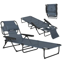 Outsunny Folding Lounge Chair w/ Reclining Back, Gray(m-11)