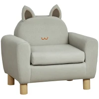 Qaba Kids Sofa Chair Seat with Kitten Ear Backrest, Grey(m-1)