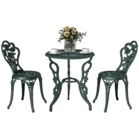 Outsunny 3 Pieces Patio Bistro Table and Chairs Antique Green(m-12)