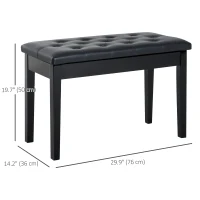 HOMCOM 30" Piano Bench with Padded Cushion and Storage, Faux Leather Keyboard Bench with Solid Wood Legs, Black(m-3)