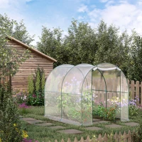 Outsunny Dome Tunnel Greenhouse Plant Shed with Roll Up Door, 6.6' x 8.2' x 6.6', Transparent(m-8)