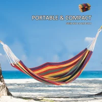 Outsunny 83"x59" Outdoor Hammock Bed Swing Chair, Patio Lounge Garden Camping Hiking Travel Hammock Only for Backyard, Garden, Mixed-red(m-5)