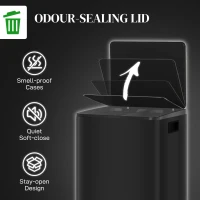 HOMCOM 2 x 6.6 Gallon Dual Trash Can with Removable Inner Buckets and Handles for Kitchen, Office, Bathroom, Black(m-6)