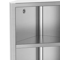HOMCOM Wall mounted Bathroom Corner Mirror Storage Cabinet Stainless Steel with Single Door(m-9)