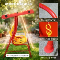 Outsunny Kids Patio Swing, Adjustable Canopy Swing Glider, Kids Outdoor Swing Chair with 2 Seats, Seat-Belted Safety, Red(m-6)