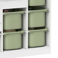 Qaba 3 Layers Toy Storage Organizer Kids Bookshelf Children Toy Storage w/ 6 Plastic Bins, Green(m-12)