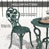 Outsunny 3 Pieces Patio Bistro Table and Chairs Antique Green(m-6)
