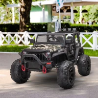 Aosom 12V Battery-powered Kids Jeep Ride On Police Car with Parental Remote Camouflage(m-8)