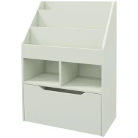 HOMCOM Kids Bookcase with Storage Drawer for Books, Reading Nook, for Classroom, Bedroom, Playroom, Green(m-2)