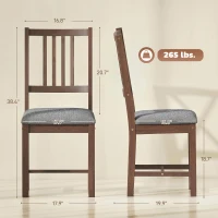 HOMCOM Set of 2 Dining Chairs, Upholstered Slat Back Dining Room Chairs with Rubberwood Legs and Padded Seat, Walnut(m-3)