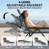 Outsunny Folding Lounge Chair w/ Reclining Back, Gray(m-5)