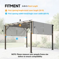 Outsunny 2 Pcs Pergola Replacement Canopy, UV Protection Pergola Shade Cover, Easy to Install, for 10 x 10ft Pergola, Light Gray(m-3)