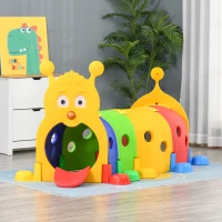 Qaba Caterpillar Design Tunnel for Kids to Crawl Through, for 3-6 Years, Multicolour(m-8)
