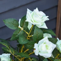 Outsunny 3FT Artificial Plant White Rose Floral in Pot, Fake Plant for Home Indoor Decor(m-11)