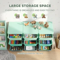 Qaba 3 Tier Kids Storage Organizer with 9 Drawers for Bedroom, Nursery, Kindergarten, Living Room, Boys and Girls, Green(m-4)
