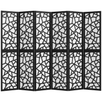 HOMCOM 6 Panel Room Divider, 5.6 FT Lightweight Folding Privacy Screen with Geometric Pattern for Living Room, Bedroom, Black(m-9)