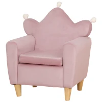 Qaba Soft Kids Sofa Chair, Single Lounger Armchair for Children with Strong Frame, Cute Pink Crown Throne for Relaxing, Watching TV, Studying(m-11)