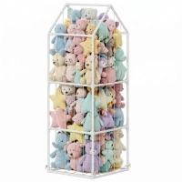 Qaba Stuffed Animal Storage Organizer, Teddy Toy Storage Organizer with Waterproof Bottom for Playroom, Nursery, 47x47x132cm(m-13)