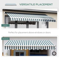 Outsunny 8' x 7' Retractable Awning, Patio Awnings, Sunshade Shelter with 280 g/m² UV & Water-Resistant Fabric and Aluminum Frame for Deck, Balcony, Yard, Green and White(m-7)