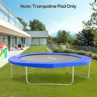 HOMCOM ⌀8ft Trampoline Pad ⌀96" Spring Safety Replacement Gym Bounce Jump Cover EPE Foam, No Holes for Pole, Blue(m-8)