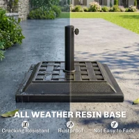 Outsunny 20 lbs Square Resin Patio Umbrella Stand Base Coated Pole Market Umbrella Parasol Holder Bronze(m-5)
