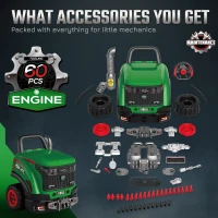 Qaba Truck Engine Toy, Kids Mechanic Repair Set with Spray, Lights, Sounds, Educational Gifts for 3-6 Years, Green(m-6)