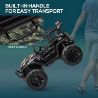 Aosom 12V Battery-powered Kids Jeep Ride On Police Car with Parental Remote Camouflage(m-7)