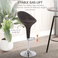 HOMCOM Adjustable Bar Stools Set of 2, Rattan Bar Height Barstools with Swivel for Pub Counter Kitchen(m-7)