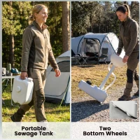 kleankin Portable Camping Sink, HDPE Handwashing Station Basin with 4.5 Gal Tank, 6.3 Gal Recovery Tank, Wheels & Soap Dispenser(m-7)