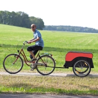 Aosom Bike Cargo Trailer Bicycle Luggage Carrier Cart with Cover Black Red(m-1)