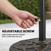 Outsunny 42 lbs Resin Round Market Umbrella Base Holder 22" Decorative Parasol Stand for Patio, Outdoor, Backyard, Bronze(m-6)
