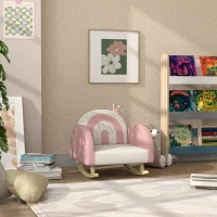 Qaba Kids Rocking Chair, Princess Crown Toddler Chair, Children's Armchair Rocker for Bedroom, Playroom, Pink(m-10)