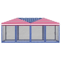 Outsunny 10'x20' Pop Up Party Tent Gazebo Wedding Canopy with 6 Sidewalls, American Flag(m-9)